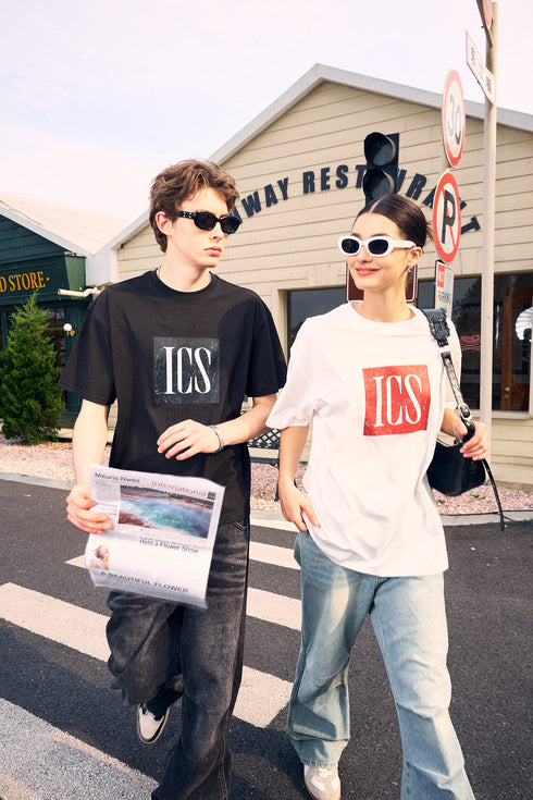 Contrast Color Logo Letter Cool Short Sleeve T-shirt